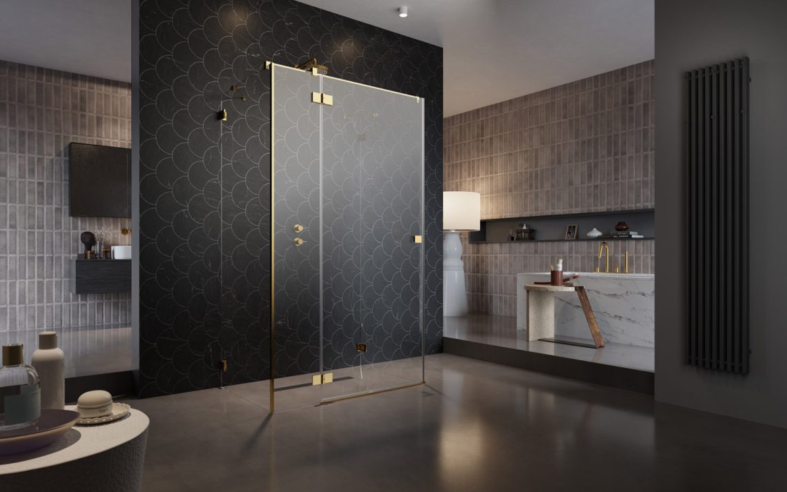 Пристенная душевая кабина 80X70 Essenza Pro Gold KDJ+S золото