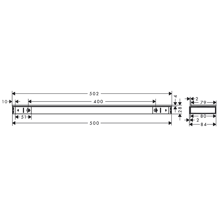 Hansgrohe Rainfinity Полка 500х80мм, подвесной, метал/стекло, цвет: хром 26844000