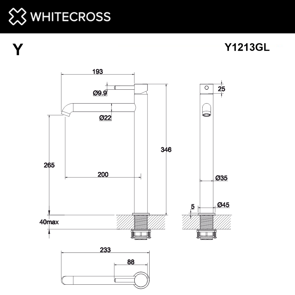 Смеситель для умывальника WHITECROSS Y Y1213GL (золото)