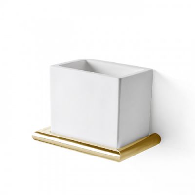 3SC Guy Стакан подвесной, композит Solid Surface, цвет: белый матовый/золото 24к. Lucido GU03GD