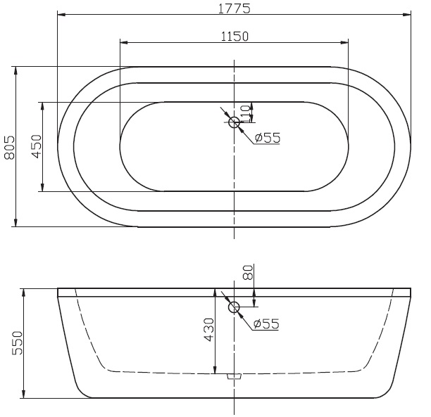 Ванна 177x80 Belbagno BB12