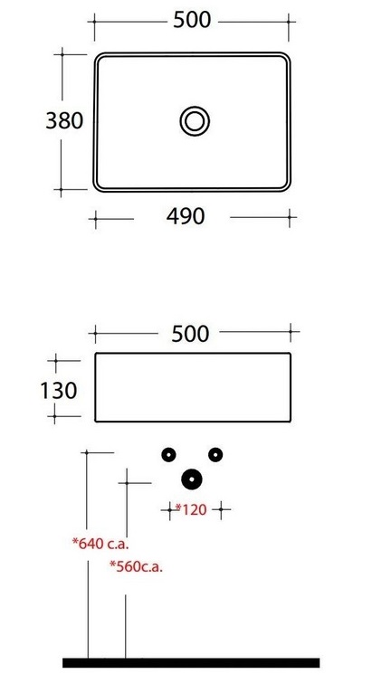 Раковина накладная 50x38 Olympia Rettangolare lil4250001
