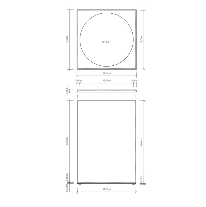 Decor Walther DW 74 Корзина для бумаги 17x17x24см, настольная, цвет: хром 614000