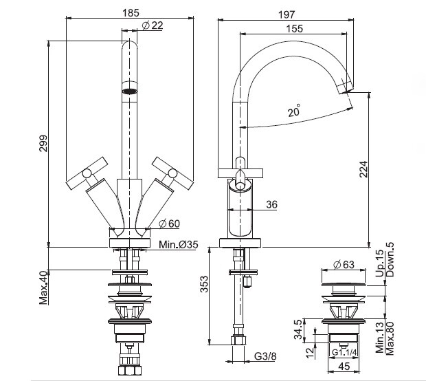 Carlo Frattini Maxima Смеситель для раковины F5311WCR