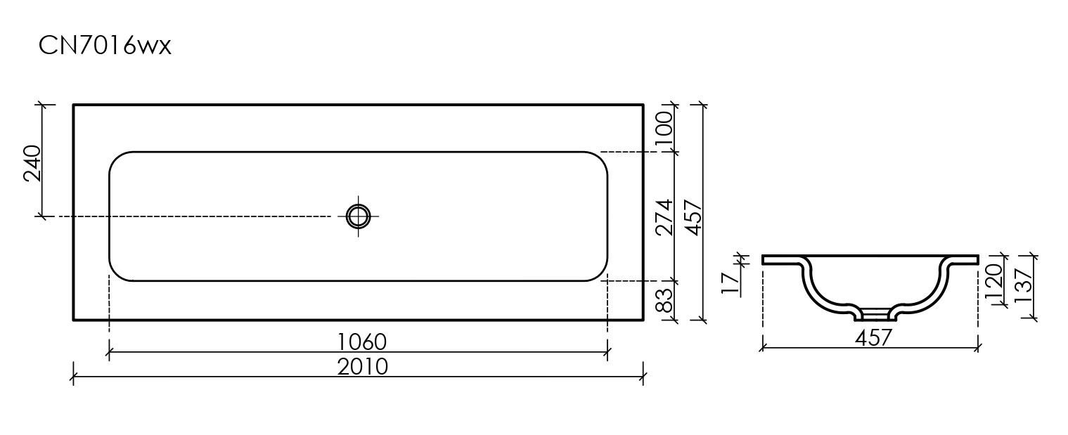 CN7016wx Ceramica Nova Раковина накладная Grace прямоугольная 1210x457x137 мм, цвет белый