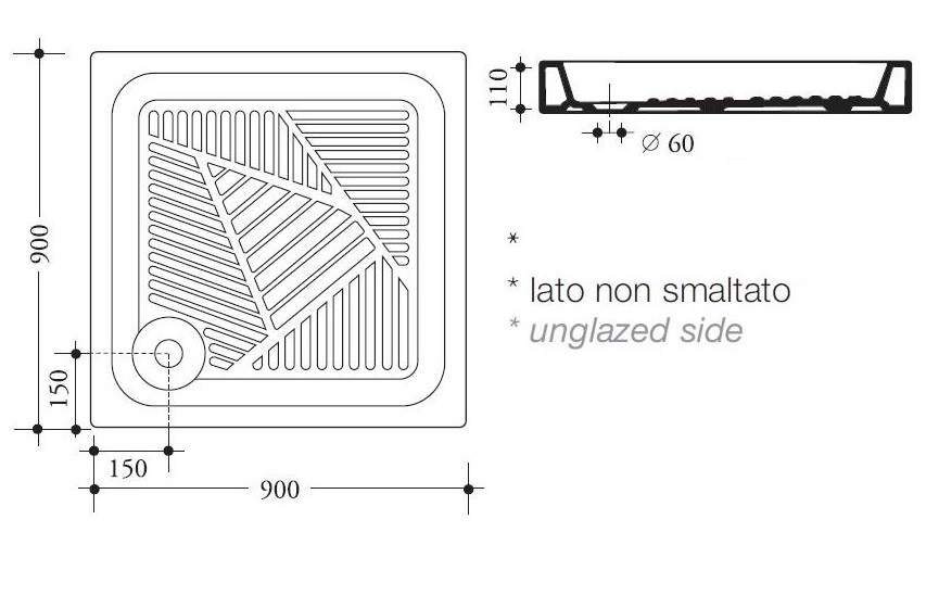 Поддон керамический 90x90 Disegno Ceramica Nemi 107