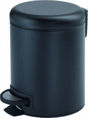 Gedy G-Potty, круглый контейнер для мусора с педалью - 3 литра, цвет черный матовый 3209(14)
