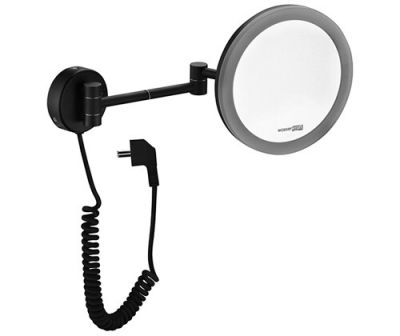 K-1004BLACK Зеркало с LED-подсветкой, 3-х кратным увеличением Размеры (Ш/В/Г): 23,5-42,5х20,2х11,6 см