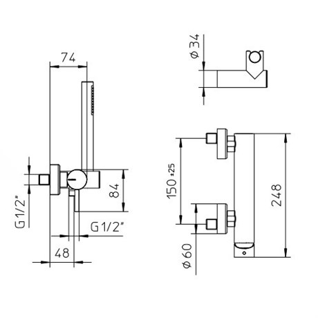 02201549 Palazzani Idrotech настенный смеситель для душа