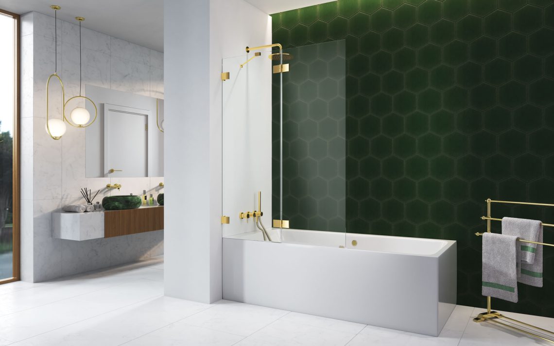 Шторка на ванну 130 см Radaway Essenza Pro Gold PND II левая