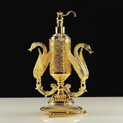 LUXOR Дозатор жидкого мыла настольный (два лебедя), стекло 26220