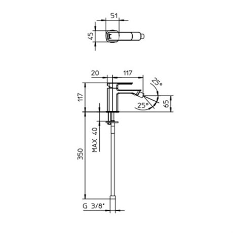 56401163 Palazzani Mis смеситель для биде, 3/8", матовое золото