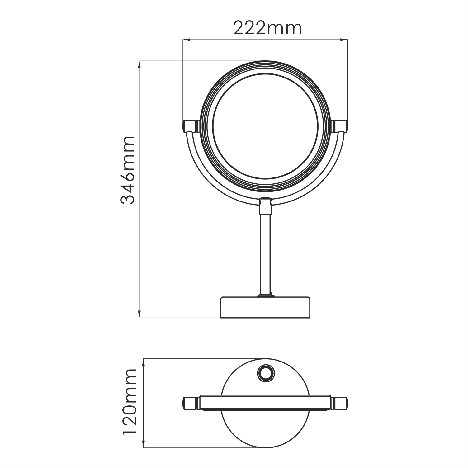 K-1005BLACK Зеркало с LED-подсветкой двухстороннее, стандартное и с 3-х кратным увеличением Размеры (Ш/В/Г): 22х34,3х12 см