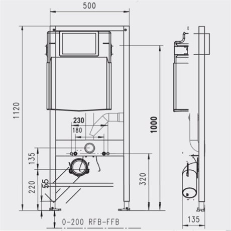 174-91102000-00 Jomo Tech Система инсталляции для подвесного унитаза с системой отвода запаха H=1120