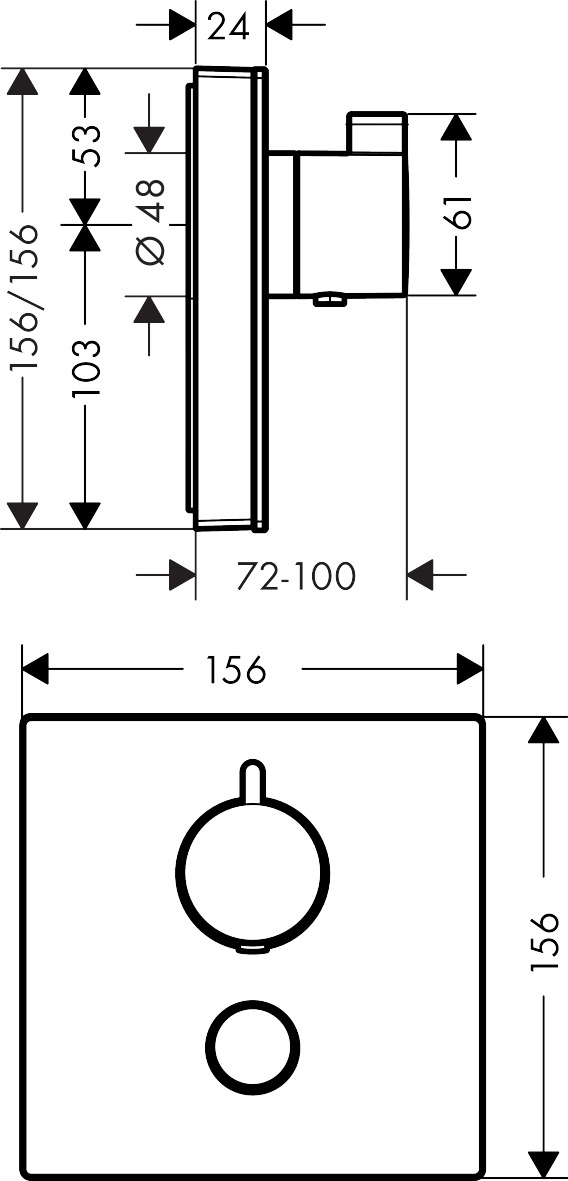 Термостат для душа hansgrohe ShowerSelect Highfow, стеклянный 15735400