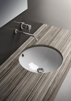 LIL4446001 Раковина встраиваемая Olympia Sottopiano Tondo, Ø46 с креплениями (цвет - белый глянцевый)
