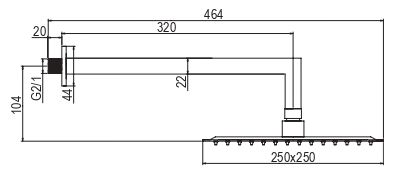 AQG Bold, душевой комплект EC316 на 3 потребителя, с квадратным изливом, с квадратным верхним душем 25х25 см и кронштейном 35 см, цвет черный матовый 19BOLEC32105