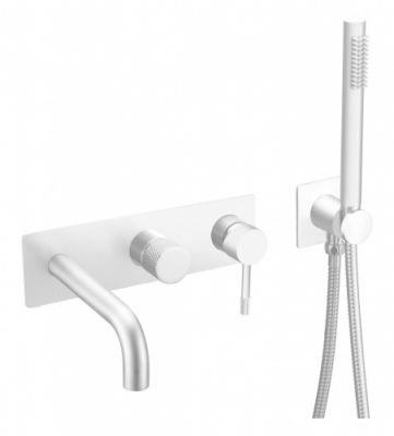Смеситель встроенный + ручной душ + излив Boheme UNO Matt White 464-3-MW
