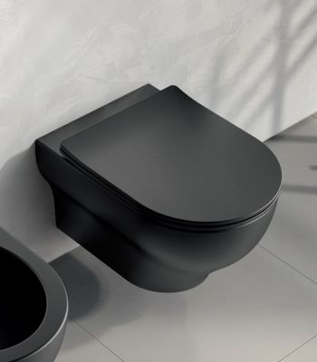 CLE1202R23 Подвесной унитаз Olympia Clear безободковый, цвет - черный матовый