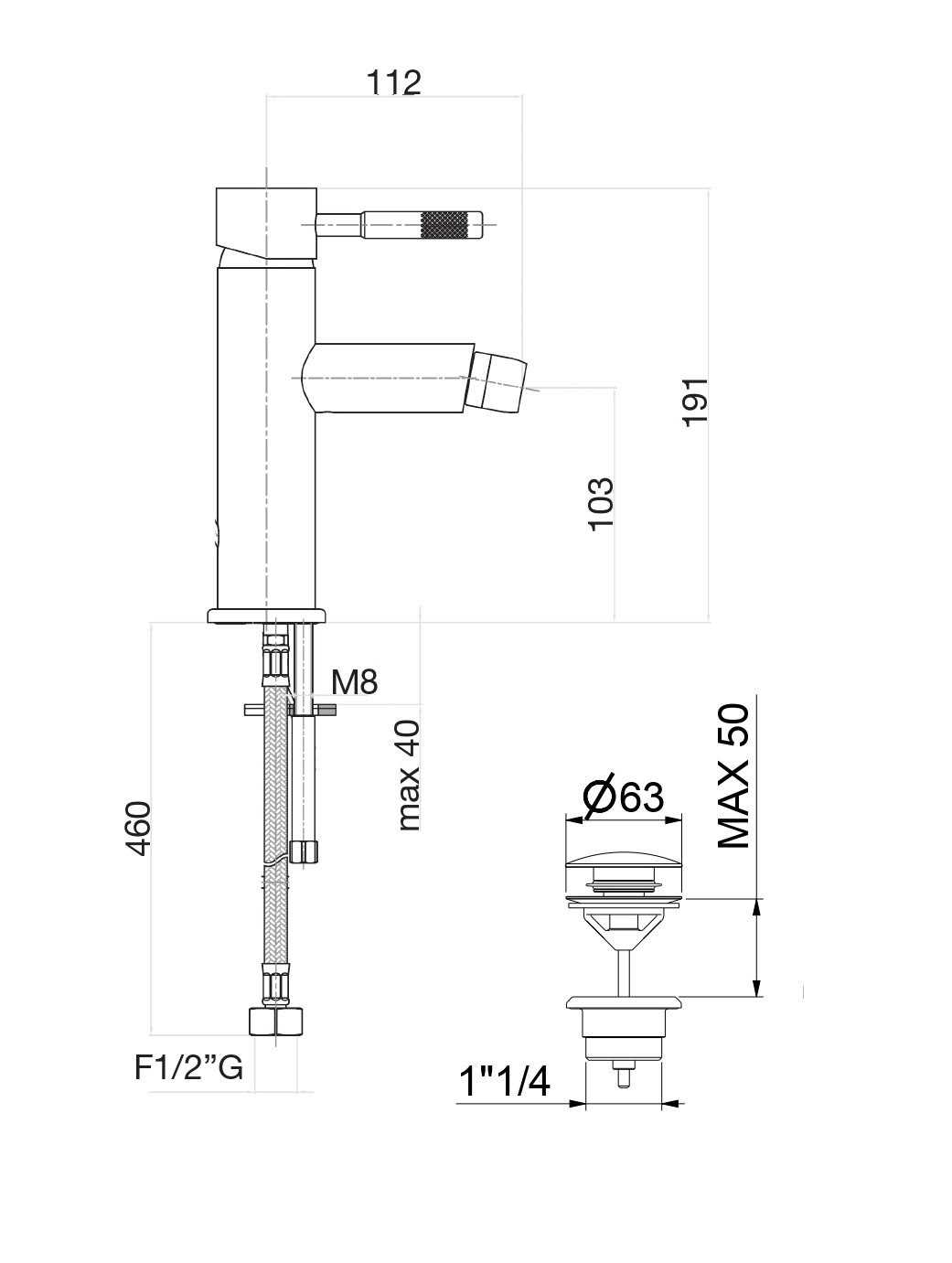 Fiore Xenon, однорычажный смеситель для биде с донным клапаном, цвет хром 44CR5371