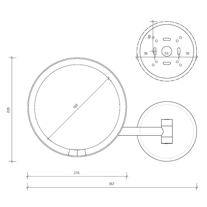 Decor Walther Round Just Look WR Косметическое зеркало 21.5см, подвесное, увел. 5x, подсветка LED, цвет: белый матовый 122350