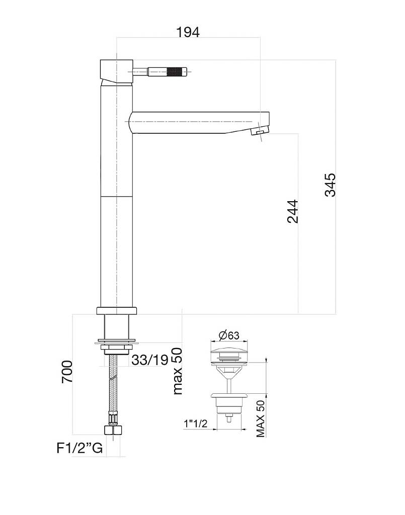 Смеситель для раковины Webert Rimini RI831402560, черный