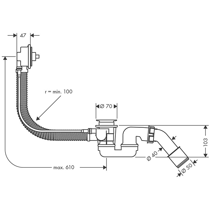 Hansgrohe Flexaplus Слив-перелив для ванны 58140180