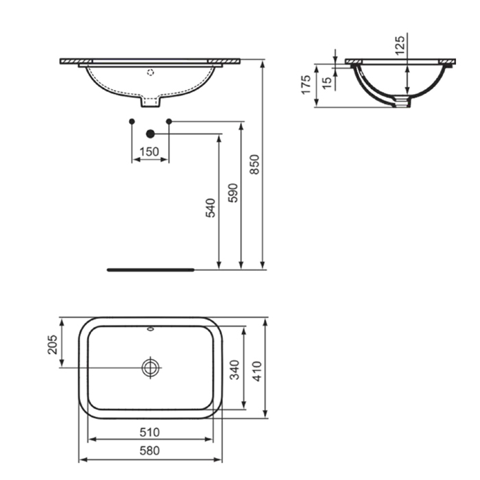 E506101 Ideal Standard Connect Раковина 58*41см, встраиваемая снизу, цвет: белый