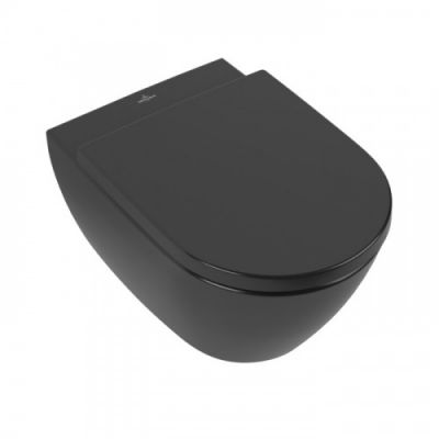 Унитаз подвесной 56 см Villeroy&Boch Subway 2.0 безободковый CeramicPlus/AntiBac, цвет-Pure Black