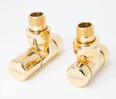 Cordivari, комплект клапанов "ELEGANT" с ручной регулир., для м/п труб, цвет полир. золото 5991990301055