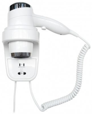 Фен настенный   белый с розеткой 1800-2200 W