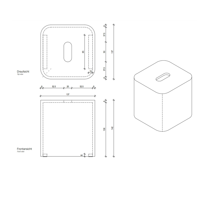Decor Walther Stone KBQ Диспенсер для салфеток 14.2x13.7x13.7см, настольный, цвет: белый 974050