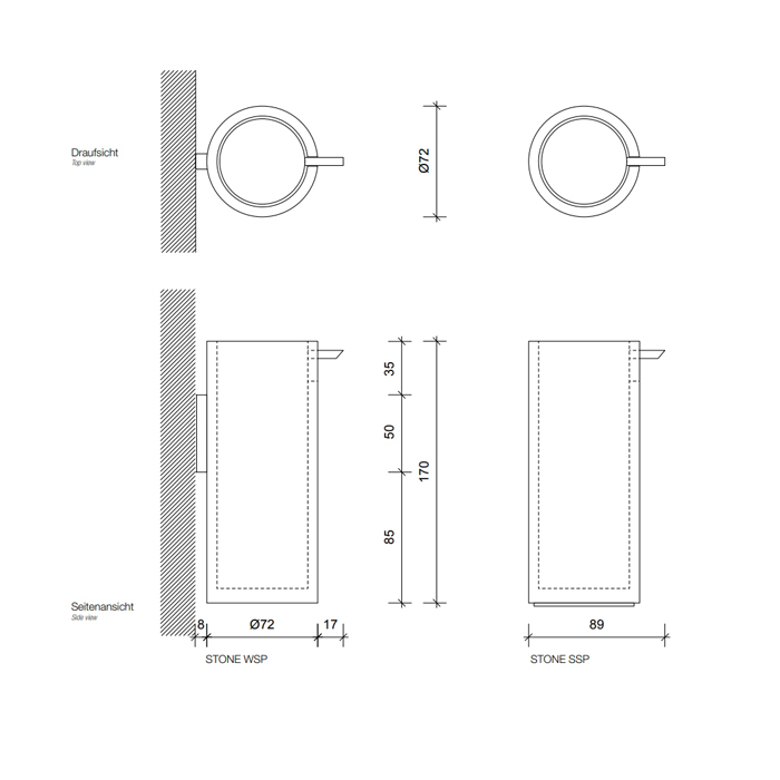 Decor Walther Stone SSP Дозатор для мыла, настольный, цвет: белый / сталь матовая 972355