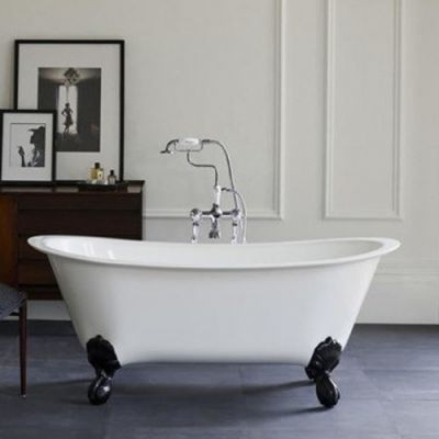 Ванна из каменной массы 170x80 Burlington BATELLO N10CS ножки хром