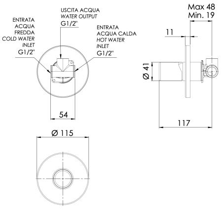 Смеситель для душа Daniel Trilogy TG602DP, золото брашированное
