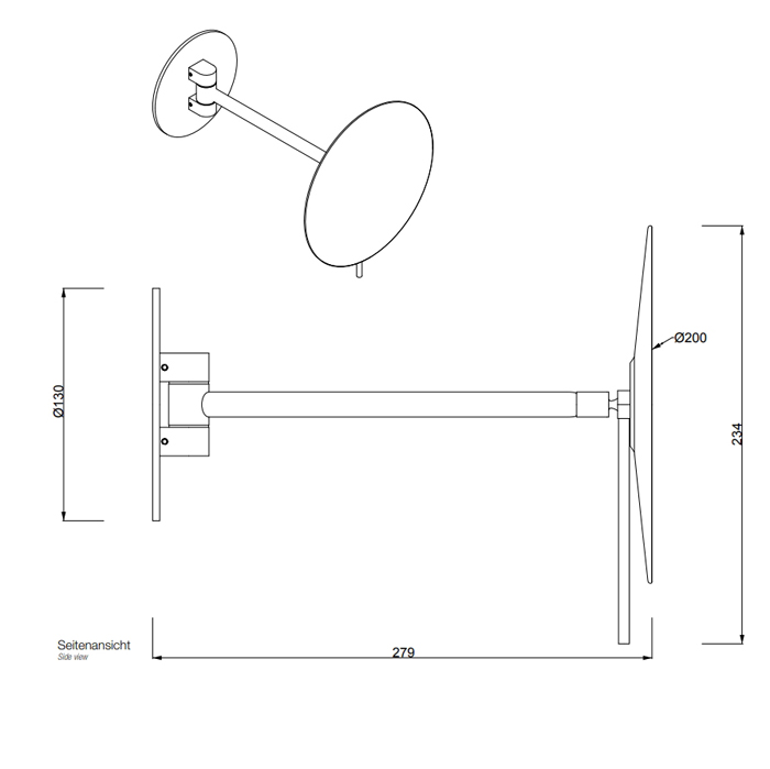Decor Walther Round SPT 72 Косметическое зеркало 22.4см, подвесное, увел. 5x, цвет: хром 122800