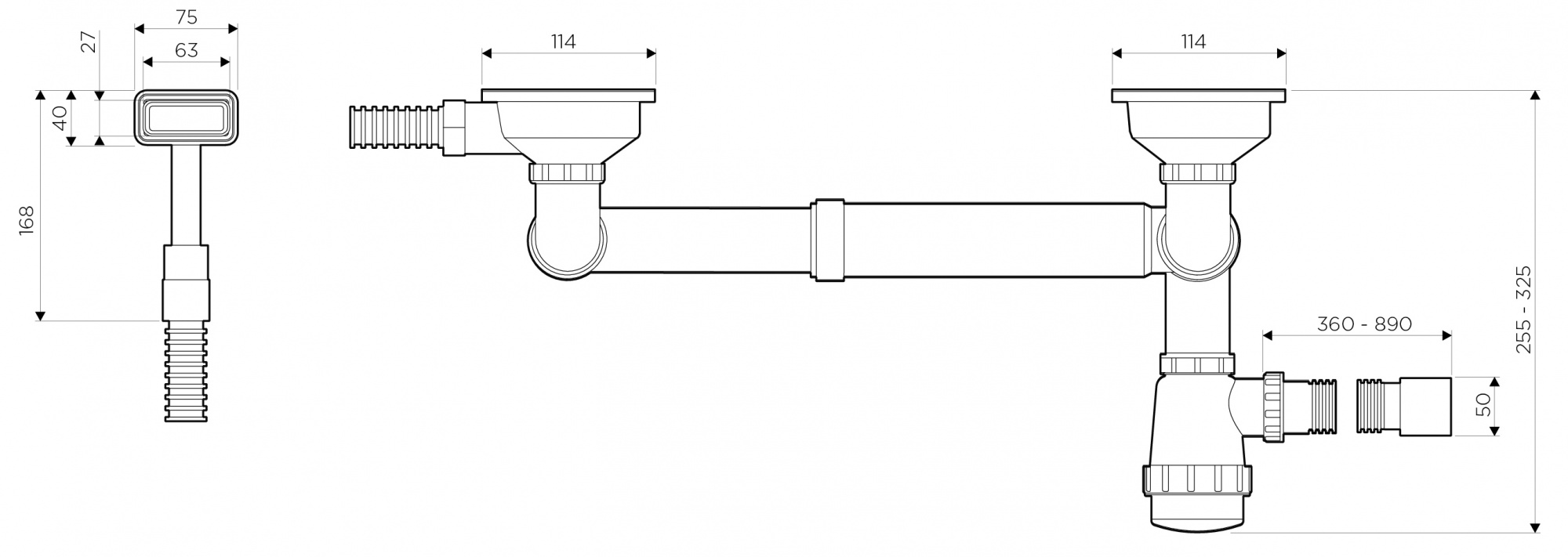 Сифон для кухонной мойки Omoikiri WK-1.5-IN